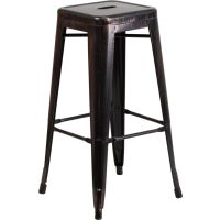 Backless Square Seat Metal Barstool - Antique Gold