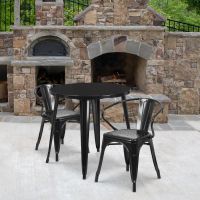 30" round metal table set - Black