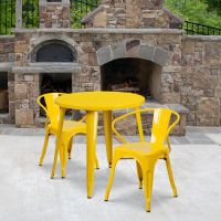 30" round metal table set - Yellow