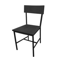 Timber Industrial Metal Frame Chair - Black Finish