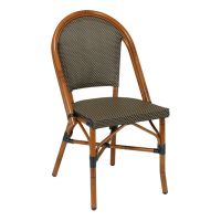 Bistro-S Outdoor Chair - Dark Bamboo Frame with Black Coffee Seat & Back