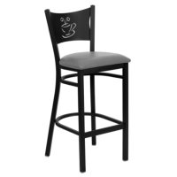 Coffee Metal Back Barstool - Gray Vinyl Seat