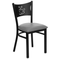 Coffee Back Metal Frame Chair - Gray Vinyl Seat
