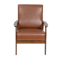 Langston Modern Arm Chair - Cognac Leather/Faux Leather, Walnut frame