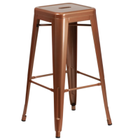 Backless Square Seat Metal Barstool - Copper