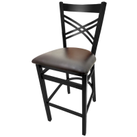 SL2130-1 - Crossback Black Metal Frame Barstool - Espresso Vinyl Seat
