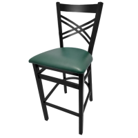SL2130-1 - Crossback Black Metal Frame Barstool - Hunter Green Vinyl
