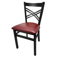 SL2130 Black Metal Frame Chair - Wine Vinyl Seat