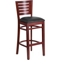 Darby Wood Frame Barstool - Mahogany w/ Black Vinyl Seat
