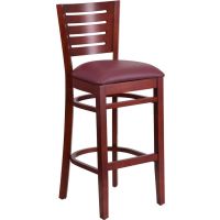Darby Wood Frame Barstool - Mahogany w/ Burgundy Vinyl Seat