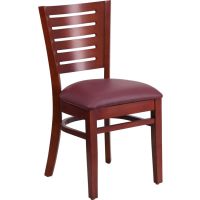 Darby Wood Frame Chair - Mahogany w/ Burgundy Vinyl Seat