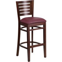 Darby Wood Frame Barstool - Walnut w/ Burgundy Vinyl Seat