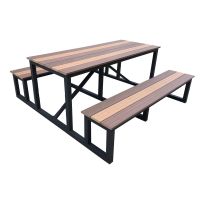 Durango Picnic Table - Black Frame Tricolor Slats, 30" x 72"