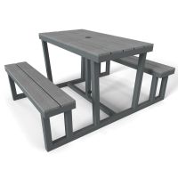Durango Picnic Table - Gunmetal Frame with Gray Slats, 25" x 48"