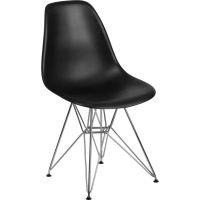 Elon Plastic Chair with Chrome Frame - Black