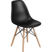 Elon Plastic Chair with Wood Frame - Black