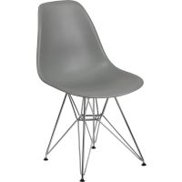 Elon Plastic Chair with Chrome Frame - Gray