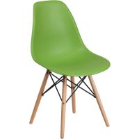 Elon Plastic Chair with Wood Frame - Green