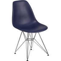 Elon Plastic Chair with Chrome Frame - Navy