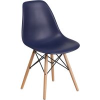 Elon Plastic Chair with Wood Frame - Navy