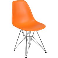 Elon Plastic Chair with Chrome Frame - Orange