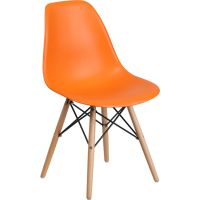 Elon Plastic Chair with Wood Frame - Orange