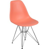 Elon Plastic Chair with Chrome Frame - Peach