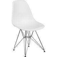 Elon Plastic Chair with Chrome Frame - White