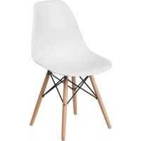 Elon Plastic Chair with Wood Frame - White