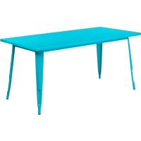 Rectangular Metal Cafe Table 60" x 30" - Teal-Blue