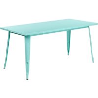 Rectangular Metal Cafe Table 60" x 30" - Mint Green