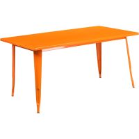 Rectangular Metal Cafe Table 60" x 30" - Orange