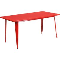 Rectangular Metal Cafe Table 60" x 30" - Red