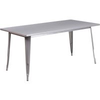 Rectangular Metal Cafe Table 60" x 30" - Silver