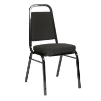 Trapezoidal Back Banquet Chair - Black Fabric with Black Frame