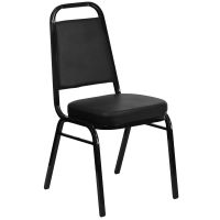 Trapezoidal Back Banquet Chair - Black Vinyl w/Black Frame