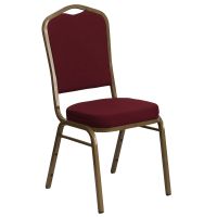 Crown Back Banquet Chair - Burgundy Fabric w/Gold Frame