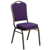 Crown Back Banquet Chair - Purple Fabric/Goldvein