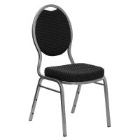 Teardrop Back Banquet Chair - Black Pattern Fabric w/Silvervein Chair