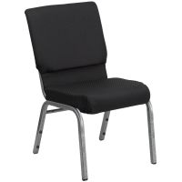 Hercules 18.5" Banquet Chair - Black Pattern Fabric w/Silvervein Frame