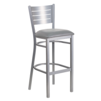 Slatback Metal Frame Barstool - Gray Vinyl Seat