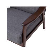 Langston Modern Arm Chair - Gray Faux Linen, Walnut frame