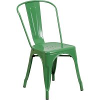 Green metal stack chair