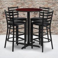 Laminate Table Set - Mahogany/Black Vinyl