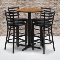 Laminate Table Set - Natural/Black Vinyl