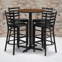 Laminate Table Set - Walnut/Black Vinyl