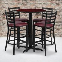Laminate Table Set - Mahogany/Red Vinyl