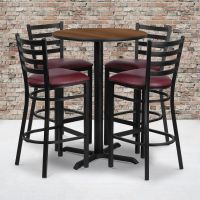 Laminate Table Set - Walnut/Red Vinyl