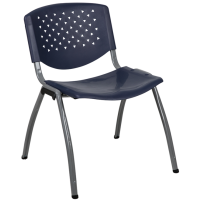 Hercules Perforated Stack Chair - Navy w/Gray Frame