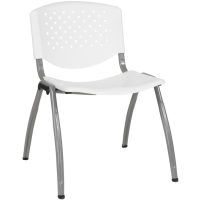 Hercules Perforated Stack Chair - White w/Gray Frame